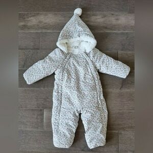 H&M Floral Hooded Padded Baby Girl Snow Wintersuit Snowsuit Pramsuit size 3-6M